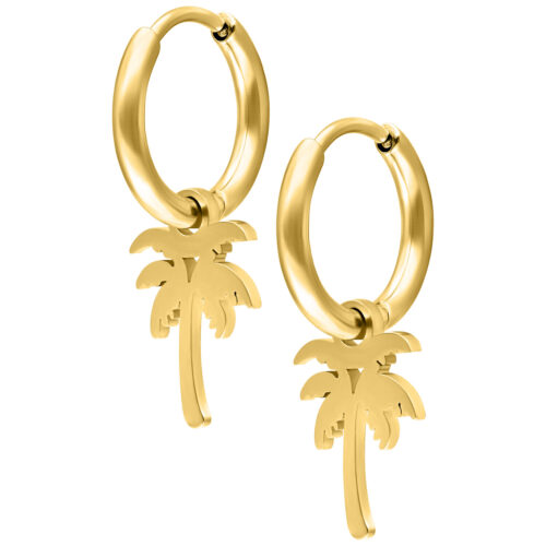 Mini Palm Hoops Pair - Golden Metal