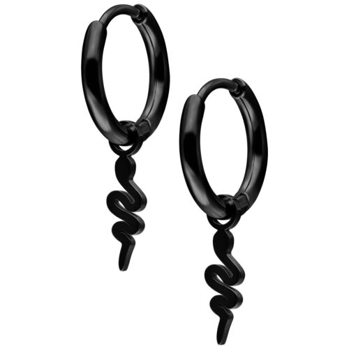 Mini Snake Hoops Pair - Black Metal