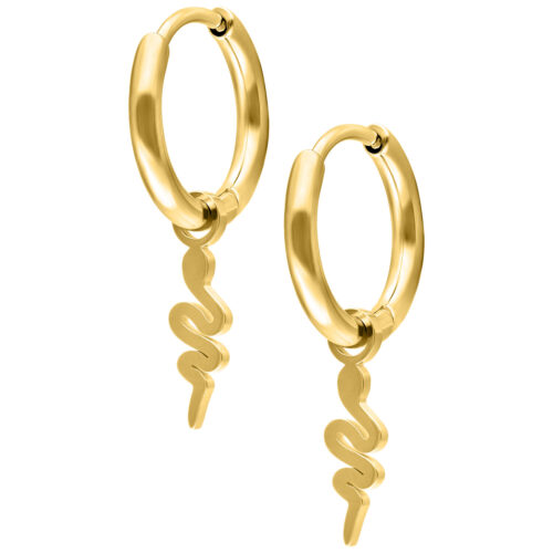 Mini Snake Hoops Pair - Golden Metal
