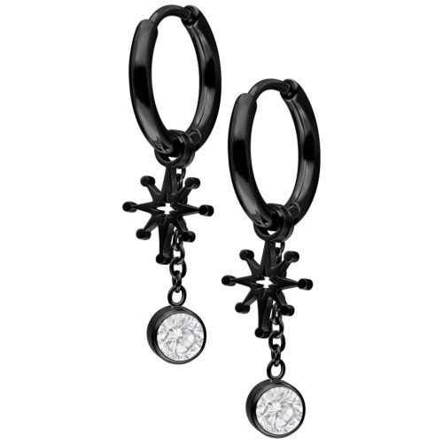 Mini Shootingstar Hoops Pair - Black Metal