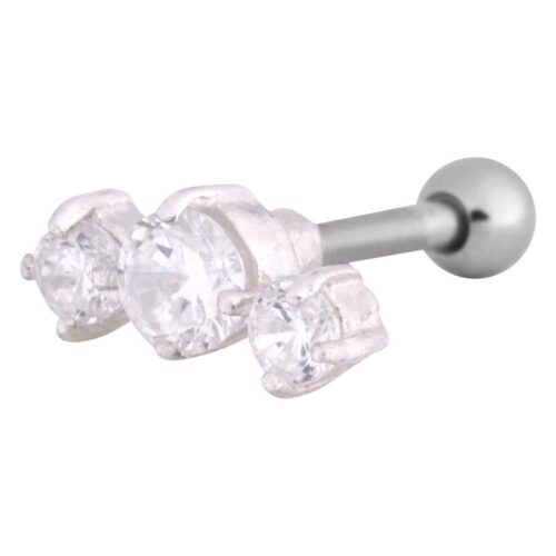 3 Crystals on Silver - Silvercoloured Metal