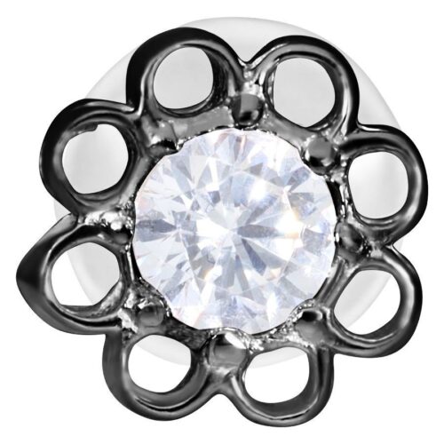 Schwarzes Labret mit Kristall auf weißem Hintergrund