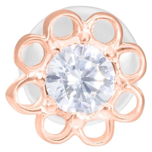 Blumenförmiges Labret in Roségold mit 8mm Länge auf weißem Hintergrund