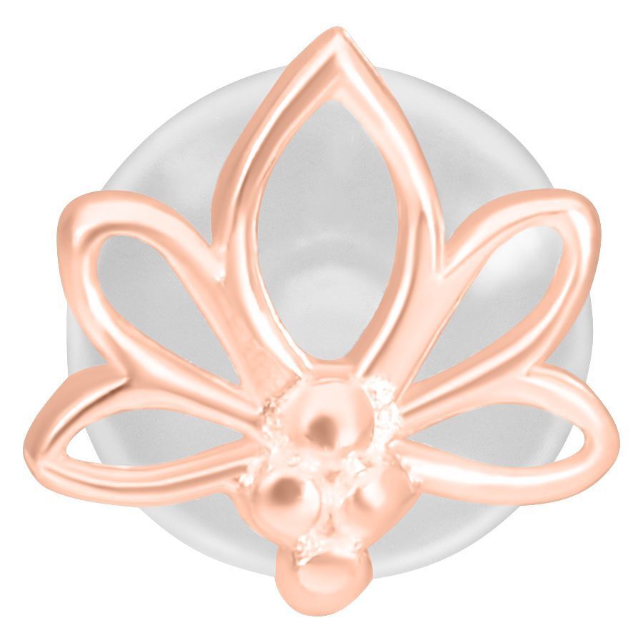 Lotusförmiger Labret-Stecker in Roségold auf weißem Hintergrund