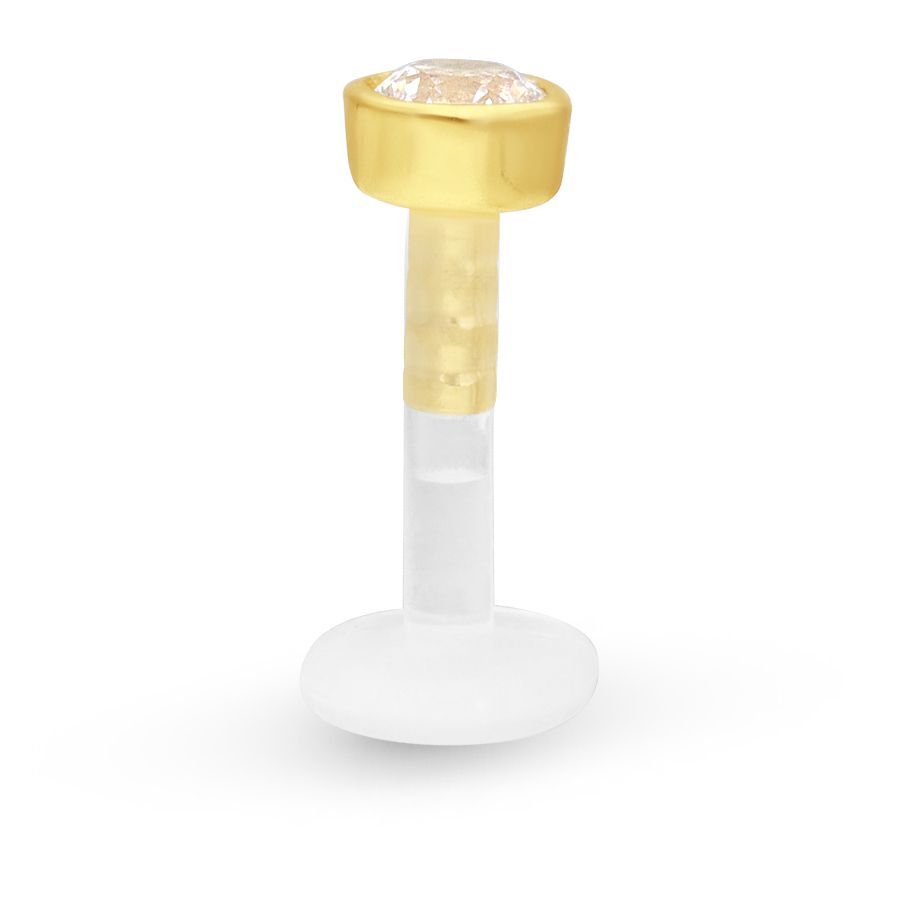 18k Gold Crystal Push-Fit Labret 18k Gold Crystal Push-Fit Labret