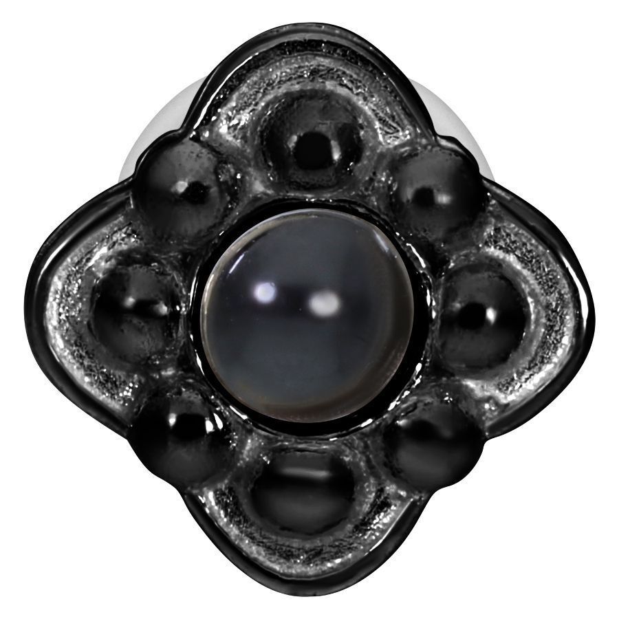 Schwarzes Labret mit Push-Fit Verschluss auf weißem Hintergrund