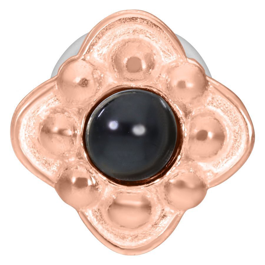 Roségoldenes Aasha Push-Fit Labret mit schwarzem Stein auf weißem Hintergrund
