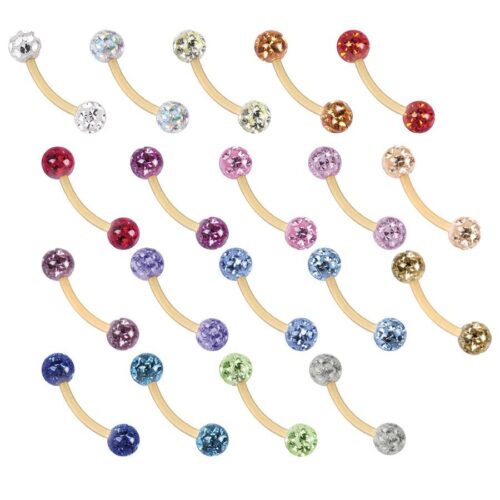 Sealed Gold Titanium Curved Barbells Multi Jewelled Belly Bars
