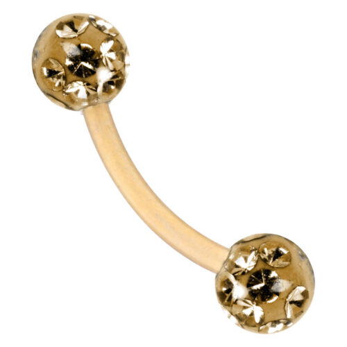 Sealed Gold Titanium Curved Barbells Multi Jewelled Belly Bars