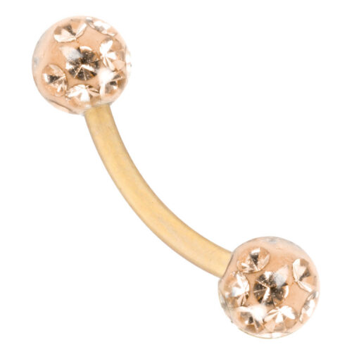 Sealed Gold Titanium Curved Barbells Multi Jewelled Belly Bars
