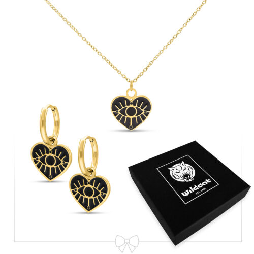 Little Soulmate Necklace with Hoops Set - Golden Metal