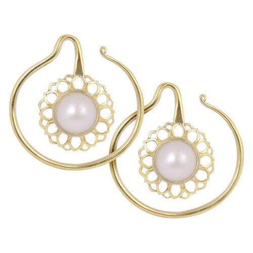 Golden Whirl White Onyx Ohrgewichte