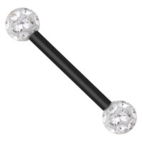 Schwarzer Titan Barbell mit klaren Kristallen, 1,2 mm Stärke, 8,0 mm Länge