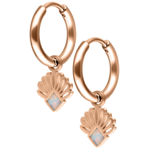 Mini Opal Fan Hoops Pair - Rosegold