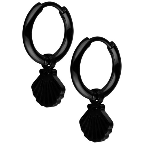 Mini Shell Hoops Pair - Black Metal
