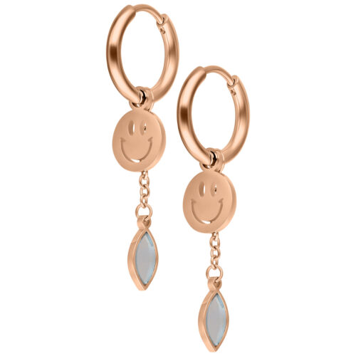 Mini Smiley with Radiant Hanger Hoops Pair - Rosegold