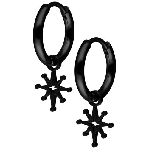 Mini Polar Star Hoops Pair - Black Metal