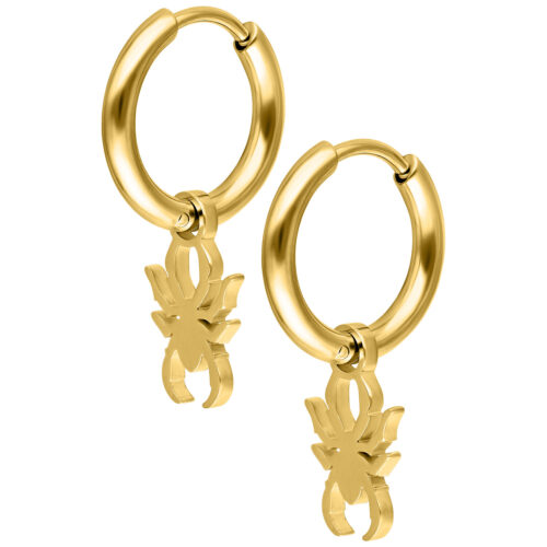 Mini Spider Hoops Pair - Golden Metal