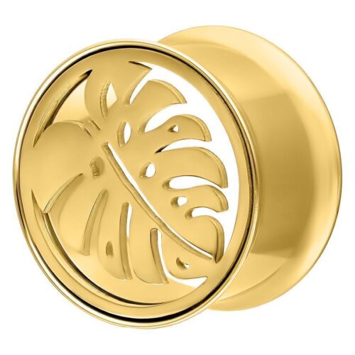 Goldener Tunnel mit Monstera-Design, 16 mm, auf weißem Hintergrund