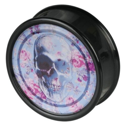 Skull Pink Roses Blue Plug