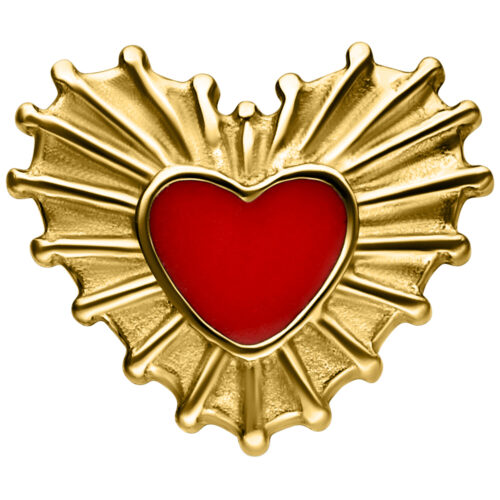 Push Fit Sacred Heart Enamel Attachment - Golden Metal