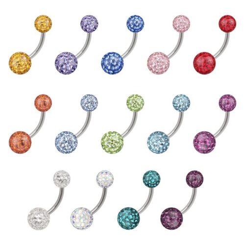 Sealed Multi Jewelled 6/8 Crystal Ball Belly Bar