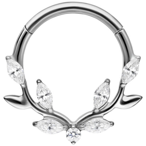 Lovely Crystal Leaf Septum Clicker
