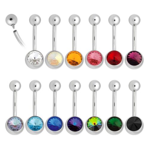 Internally Threaded Jewelled Belly Bar