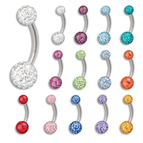 Sealed Multi Jewelled 4/6 crystal Ball Belly Bar