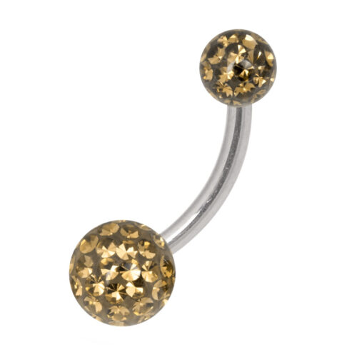 Sealed Multi Jewelled 4/6 crystal Ball Belly Bar