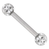 Silbernes Titan Barbell mit kristallklaren Kugeln, 8mm Länge
