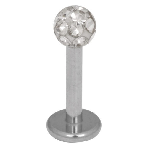 Silberner Titan Labret mit kristallklaren Steinen, 5mm Länge