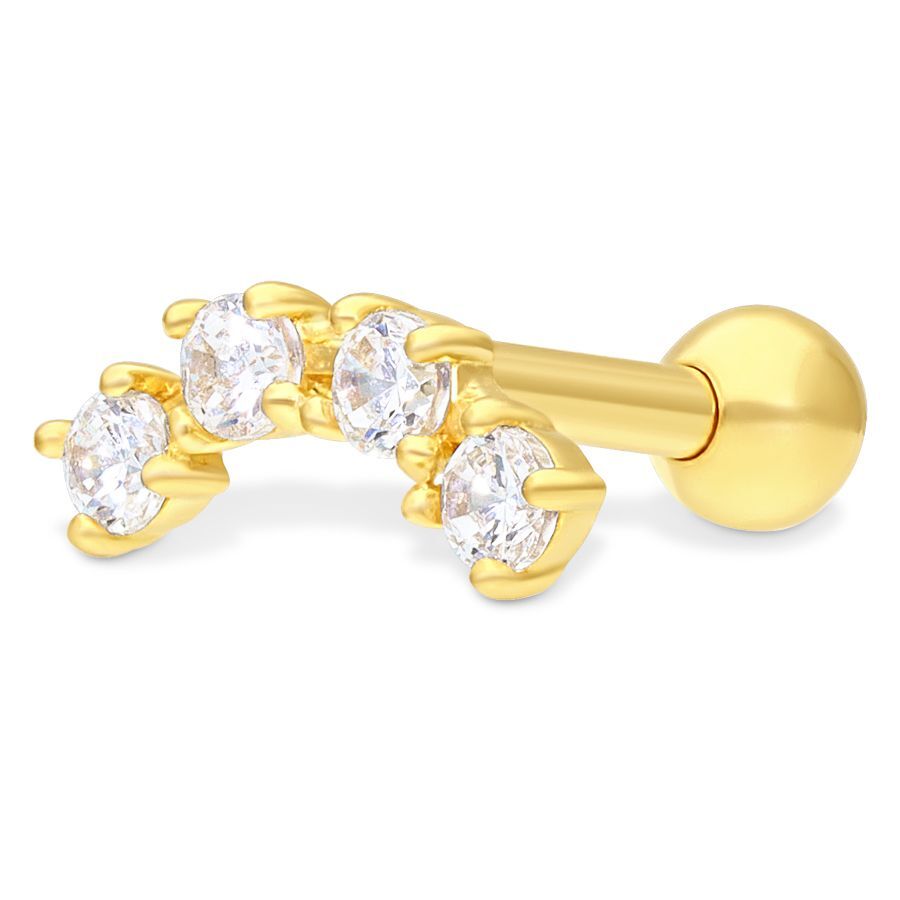 18k Earbarbell Four Crystals 18k Earbarbell Four Crystals
