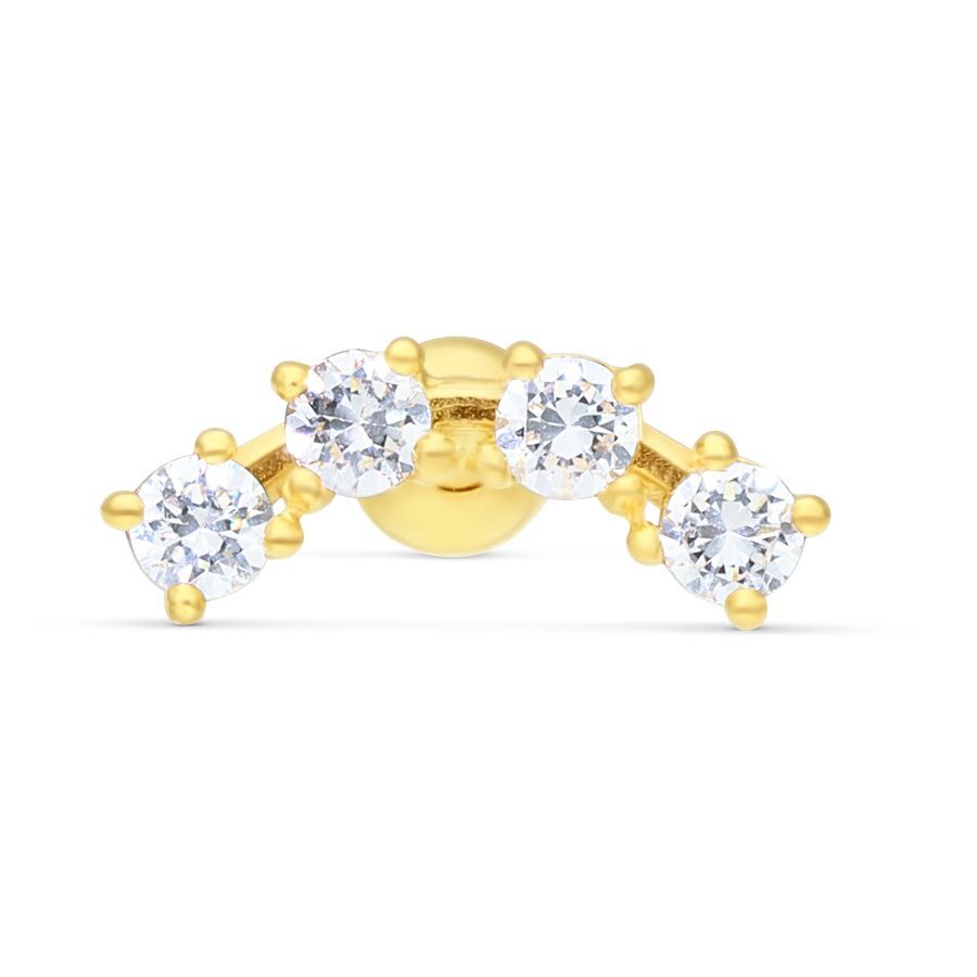 18k Earbarbell Four Crystals 18k Earbarbell Four Crystals