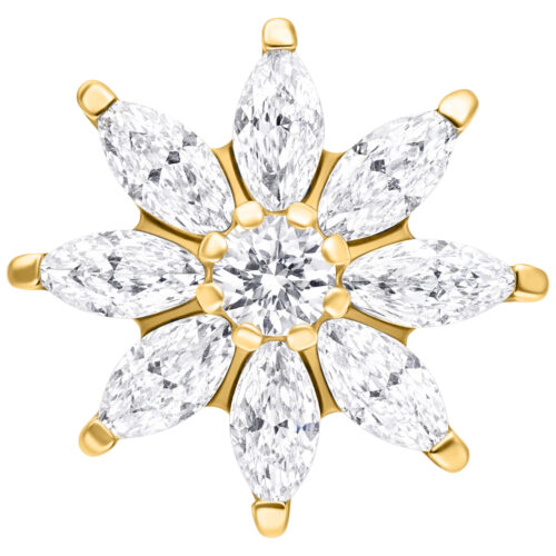Push Fit Winter Crystal Ice Flower Attachment - Golden Metal