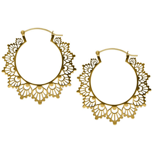 Sunflower Hoops Pair - Golden Metal
