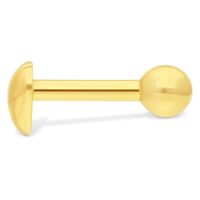 Goldene Ohr Barbell mit Herz und Kugel auf weißem Hintergrund