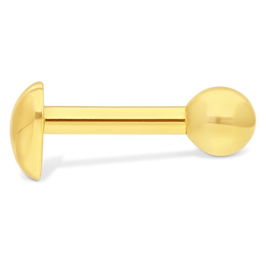 Goldene Ohr Barbell mit Herz und Kugel auf weißem Hintergrund