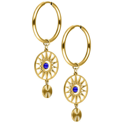 Celestial Orbit Hoops Pair - Golden Metal