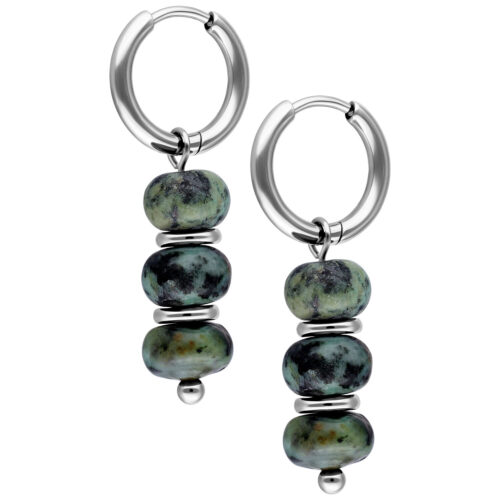 Green Agate Bubble Hoops (Pair)