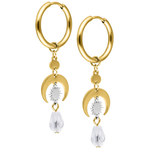 Celestial Light Hoops Pair - Golden Metal