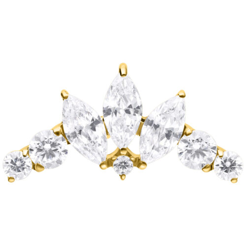 Push Fit Crystal Tiara Bow Attachment - Golden Metal