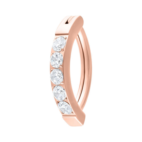 Round Crystal Belly Arch Clicker - Rosegold