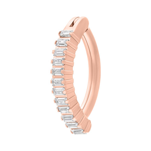 Square Crystal Belly Arch Clicker - Rosegold