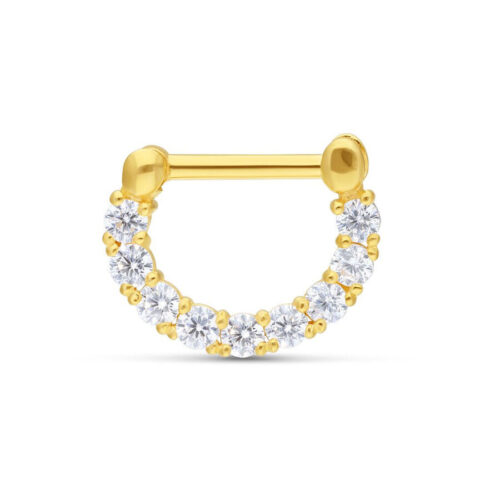 18k Gold Crystal Septum Ring