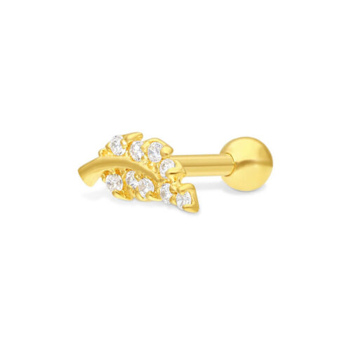 18k Gold Earbarbell Leaf