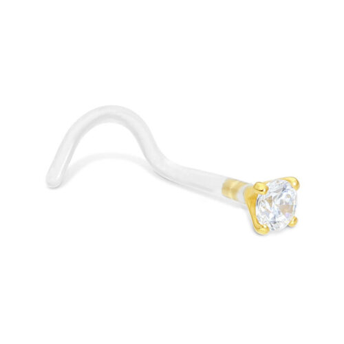 18k Gold Crystal Nose Stud with Bioplast