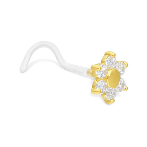 18k Gold Jewelled Flower Nose Stud