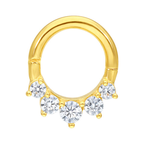 18k Gold Crystal Clicker Ring for Septum, Helix, Daith