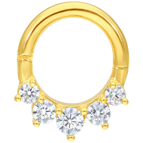 18k Gold Crystal Clicker Ring for Septum, Helix, Daith